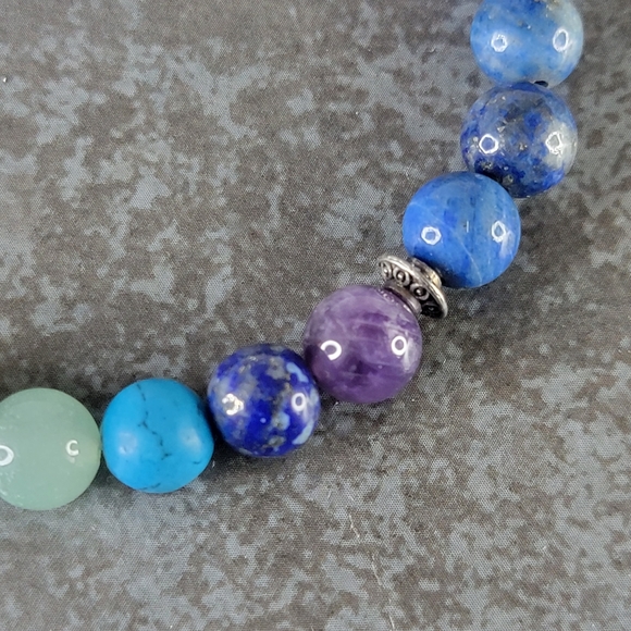 Lapis Gemstone Lapis Amethyst Tigers Eye Citrine Quartz Bracelet Meditation - Picture 3 of 4